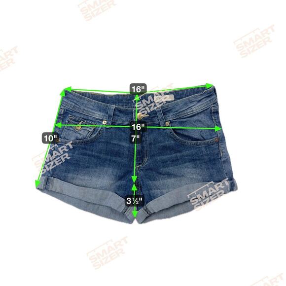 Mid low rise denim shorts rolled bottoms shorts medium wash blue size US 6 - Picture 4 of 7